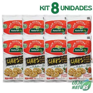 KIT 8 Chips Arroz Integral e Milho Sem Glúten Vegano 70g - Natural Life