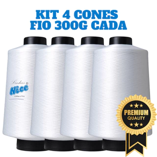 Fio Para Overloque - Kit Fio 300G - 4 Cones Preto, Branco CRU Ou Colorido - Fio MAQUINA Overloque