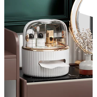 Organizador De Maquiagem e Papel Toalha Porta Pincel/Lapis Cosméticos Com Tampa Acrílico