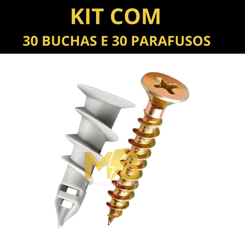 KIT 30 BUCHAS GESSO DRYWALL DRYFIX COM PARAFUSOS