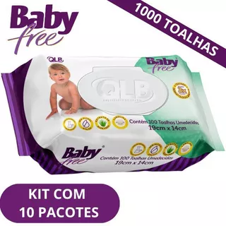 Kit com 10 Lenços/Toalhas Umedecidas Baby Free C/100