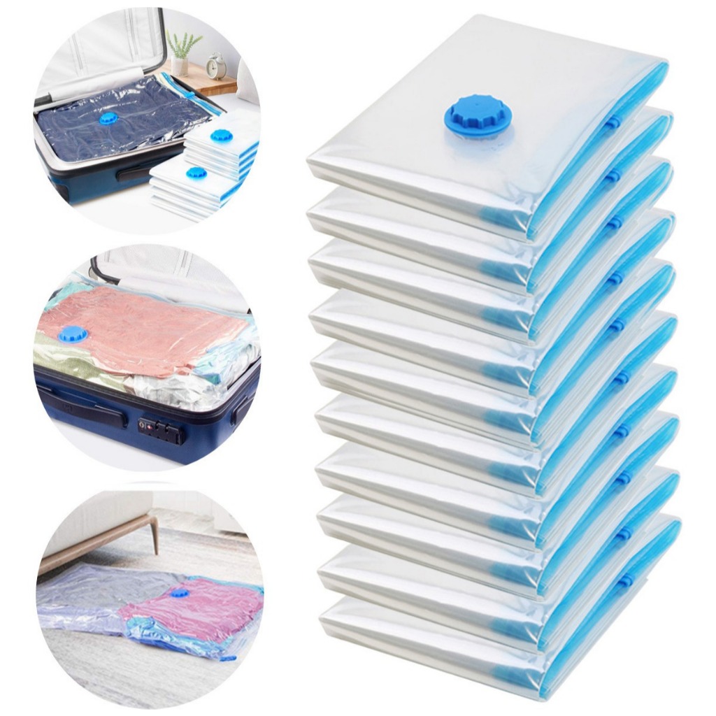 Kit 10 Sacos A Vácuo 60x80cm Embalagem Organizador Roupas Viagem Edredom