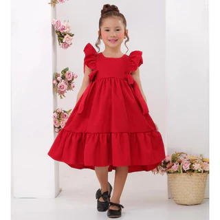 Vestido Princesa Vermelho Festa Luxo - Infantil