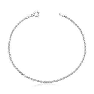 Pulseira Feminina de Prata 925 Cordão Baiano 2mm