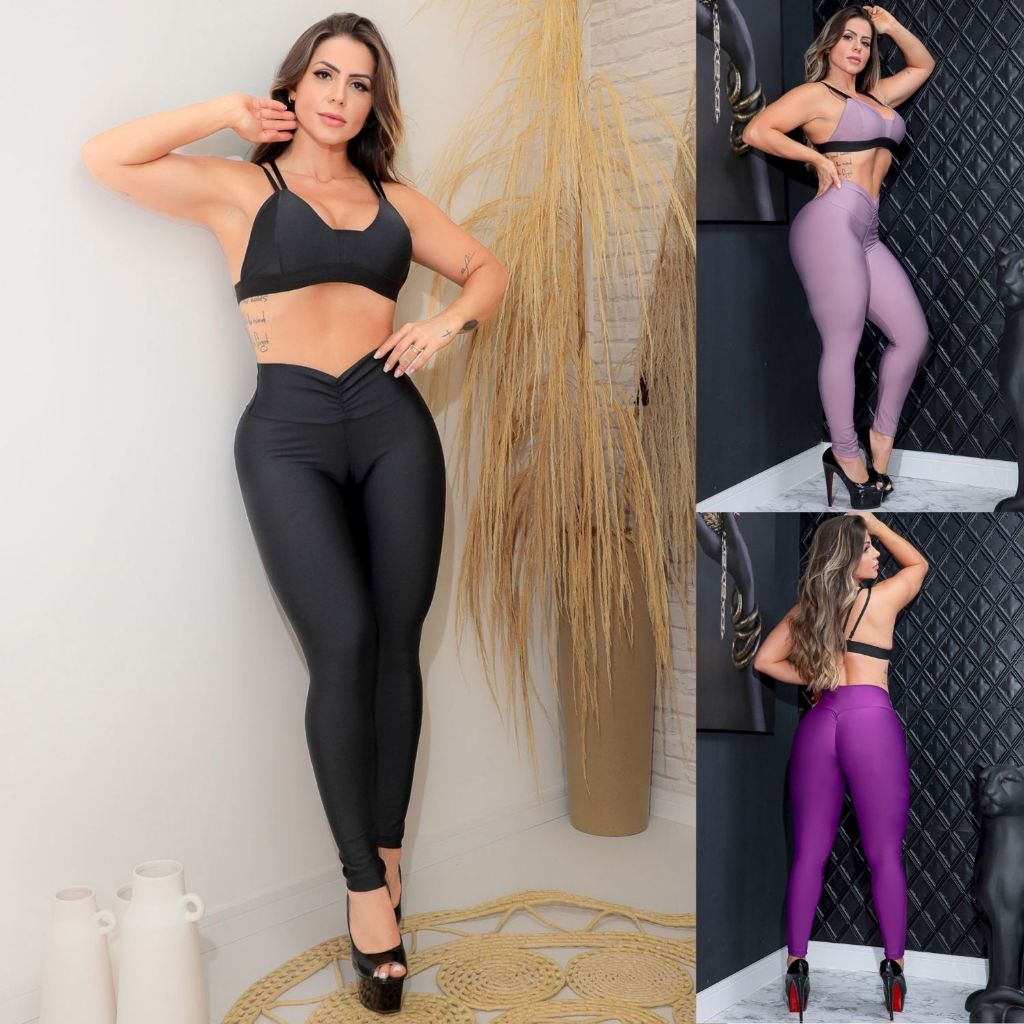 Conjunto Academia Feminino Suplex Top Bojo Remov Vel Cal A Legging Empina Bumbum Qualidade