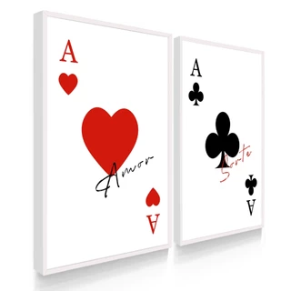Quadros Decorativos Com Moldura Ás de Copas Amor Sorte