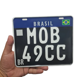 Placa Moto 49cc Decorativa Ciclomotor 50cc Motorizada Mob 49cc Placa colecionador preta Mobilete Jog Bike