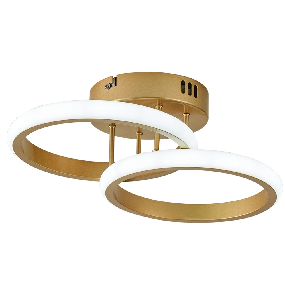 Plafon Selene Redondo Dourado 32cm Led 18w 3 Em 1 Bivolt