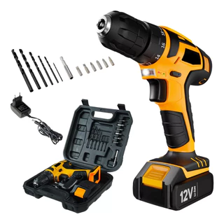 Parafusadeira Furadeira a Bateria 12V Profissional + Maleta e Acessórios