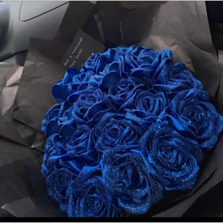 Buquê rosa eterna buquê de cetim com glitter AZUL