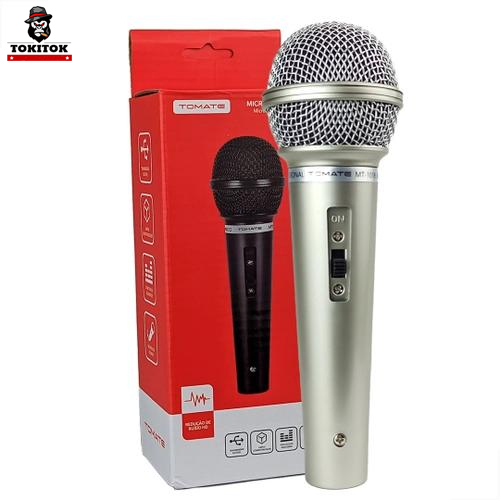 Microfone Profissional De Mão Dinâmico Karaokê Mt-1018 Tomate CABO 2M