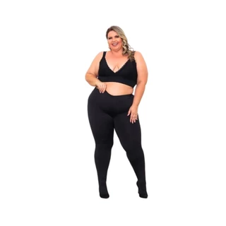Meia Calça Flanelada Plus Size de Verdade Térmica - Do Tam 46 Ao 64