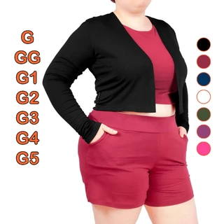Cardigan Cropped Manga Longa Plus Size G GG G1 G2 G3 G4 G5