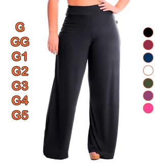 Calça Pantalona Cintura Alta Plus Size Forrada G GG G1 G2 G3 G4 G5