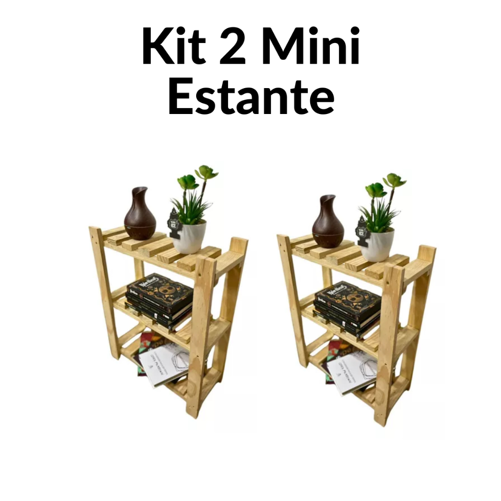 Kit 2 Estante Pinus 3 Prateleiras Pequena Pinus Pronta Entrega