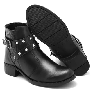 Coturno Feminino Montaria Bota Cano Curto de Salto Baixo Com Zíper