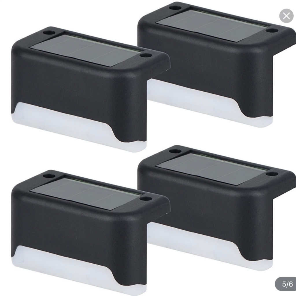Kit Balizador de Escada Energia Solar Luminaria LED Sobrepor Externo Preto