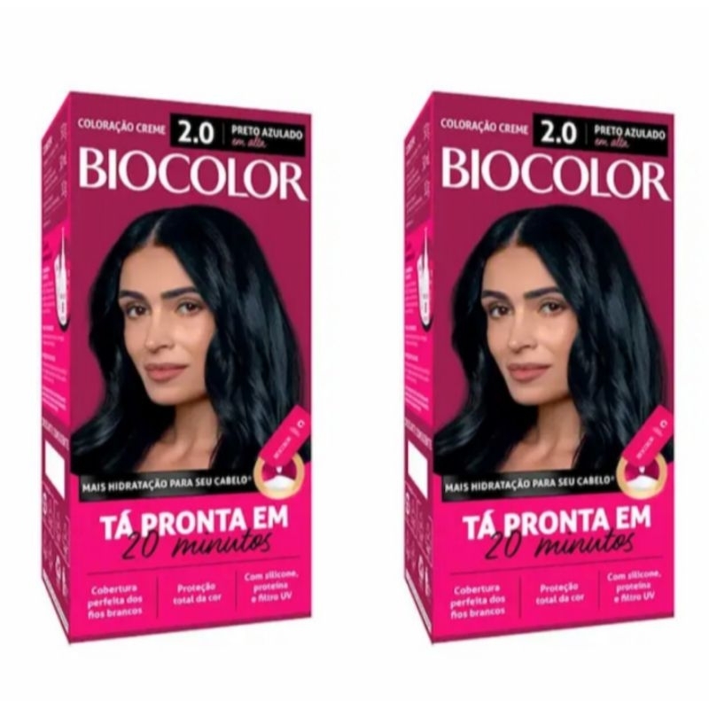 kit com 2 caixas da BiocolorKit Econômico Coloração Creme 2.0 Preto ...