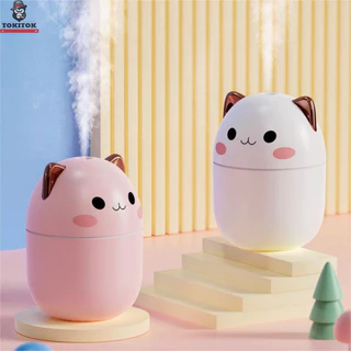 Umidificador De Ar De Gato Fofo Aromatizador Difusor Ambiente Purificador Ultrassônico Portátil De Ar Eletrico 250ml Com Led Rgb