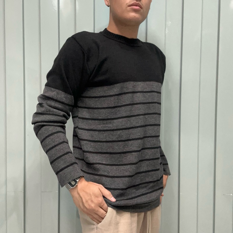 Blusa Sueter Masculino Gola Canoa Tricot