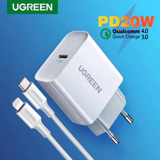 Carregador Rápido Turbo 20w Qc 3.0 Ugreen Saída Usb-c - Cor Branco Iphones e Samsumg