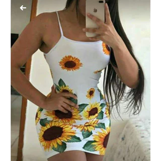 vestido de alcinha girassol suplex digital TAMANHO ÚNICO