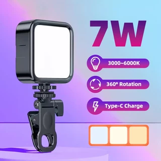Luz De Preenchimento LED Para Telefone Celular Portátil Ajustável Lâmpada De Vídeo Recarregável Clip Reunião Selfie Ao Vivo