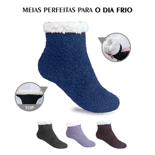 Meias De Casa Feminina Menina Quentes Térmicas Grossas Antiderrapante Com Forro Macio KW3047 em Oferta na Shopee