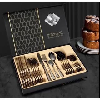 Talheres Premium Kit 24 Peças em Aço Inox Jogo Faqueiro Luxo Lançamento