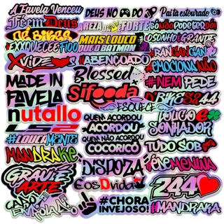 Super Kit 50 Adesivos Frases Holografico Carro Moto Bike Bag Caderno Notebook Sticker Cartela