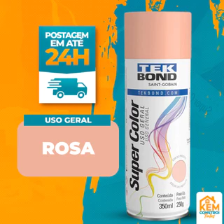 Tinta Spray Uso Geral 350ML Rosa Tekbond Rápida Artesanato Madeira Ferro Metal Gesso Cerâmica Automotiva Decoração Mdf P