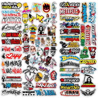 Cartela de adesivos 77 unidades - para Bike Carro Moto Capacete impreshow M31