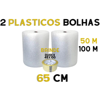 Bobina Plástico Bolha cortada ao meio - Proteção na mudança 65 cm c/ 25 micras Resistente + 1 FITA 45X100 TR