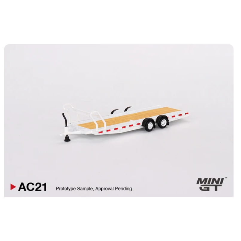 MINI GT AC21 1/64 Car Hauler Trailer White