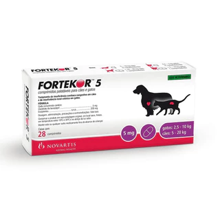 Fortekor Flavour 5 mg Elanco - Cães e Gatos 28 comprimidos