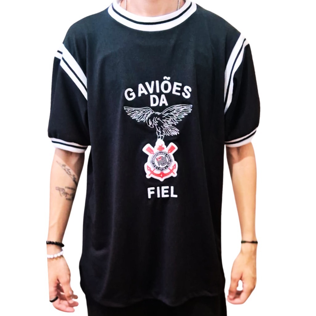 Camisa Gaviões Da Fiel Adulto Futebol Timão Camisa Bordada Gaviões ...