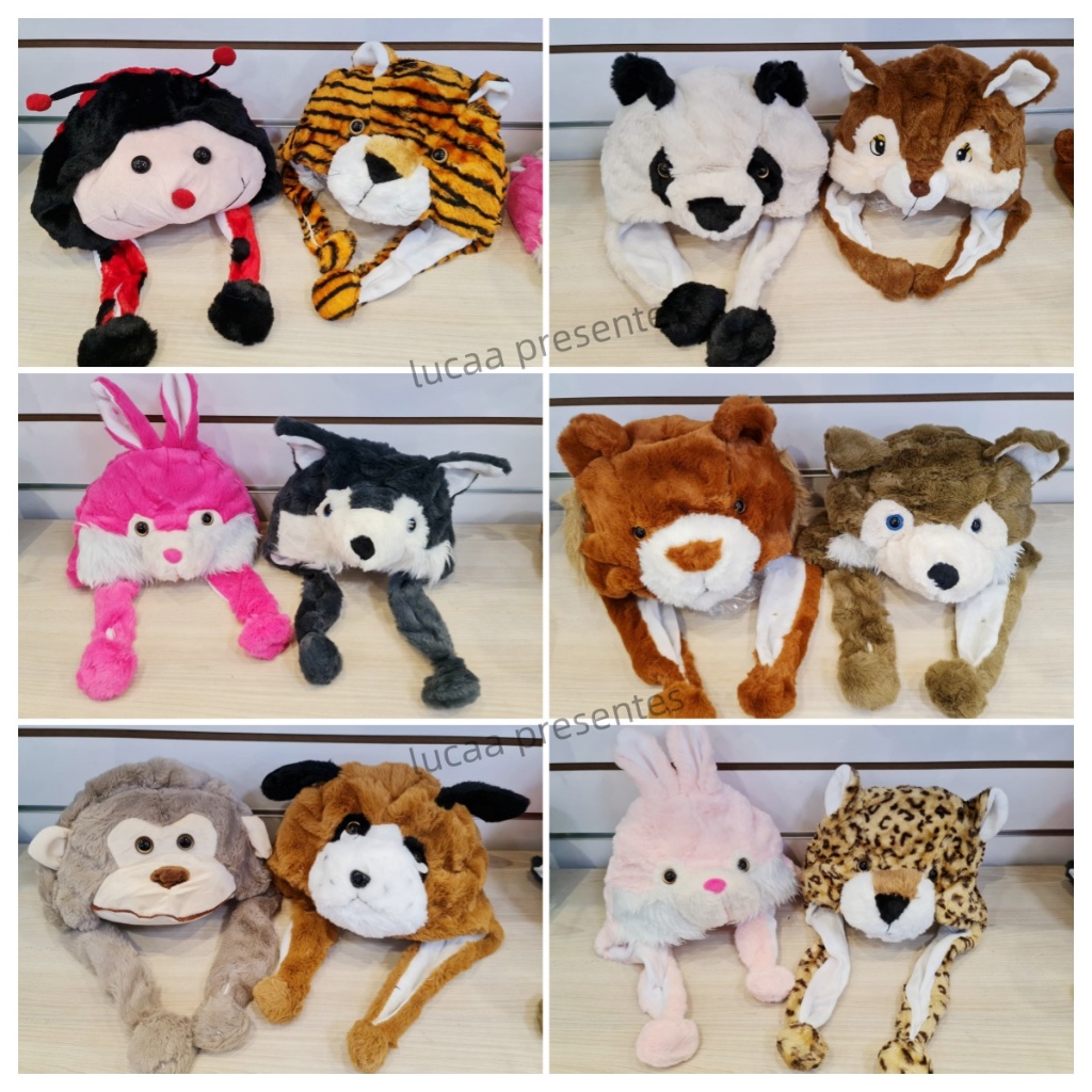 Touca infantil bichinho gorro infantil inverno KIDS animal de pelúcia ...