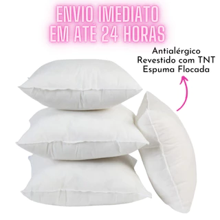 KIT 4 Enchimento Refil Almofada Antialérgico Fibra Siliconada 45x45 Envio Imediato