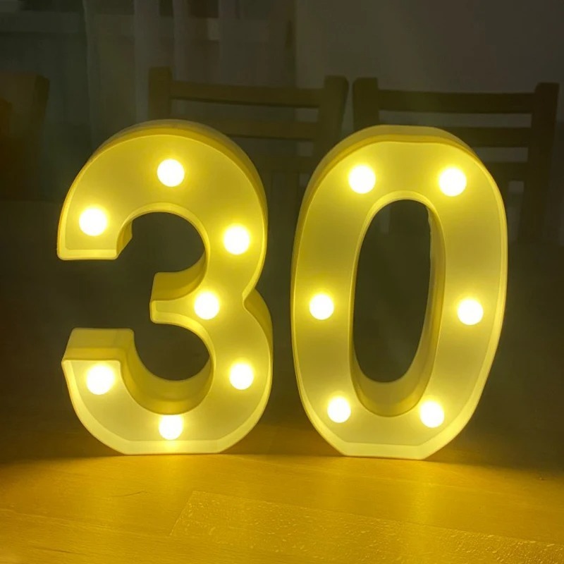 Kit 02 Números Luminária Número Led 3d Decorativa Festa + Pilha ...