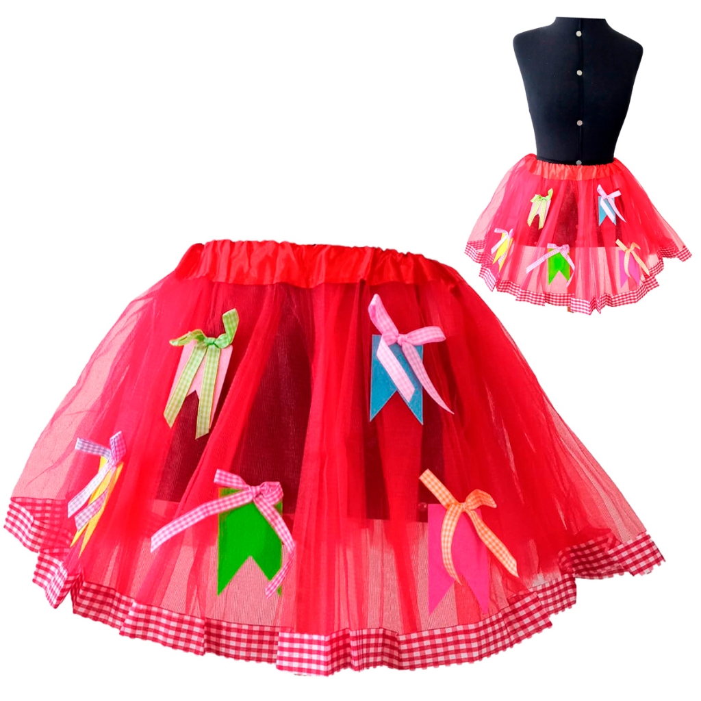saia para festa junina caipira tule tecido rendada elástica