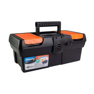 Maleta Caixa de Ferramentas Granite Pro Alta 13 Combat Organizada Vários Compartimentos Tampa Suporte Alça Resistente Compacta Marcenaria Ergonômica Preta