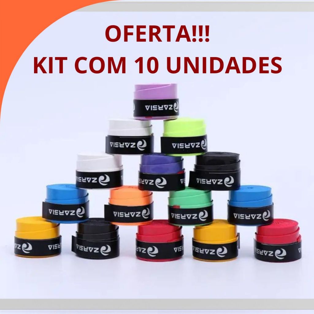 Kit 10 Overgrip Grip Raquete Tenis Beach Tennis Over Grip Bicicleta Conforto