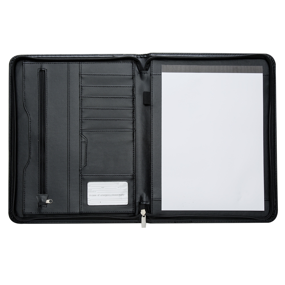 Pasta Convenção Com Zíper Feito De Couro Sintético