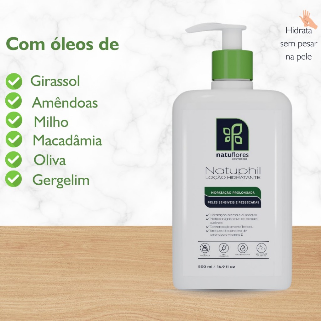 Loção Hidratante Para O Corpo Natuphil 500ml Sem Cheiro Hipoalergenico ...
