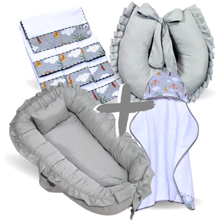 Kit Toalha de Banho Bebe + Ninho Redutor de Berço + 6 Toalha de Ombro + Almofada Amamentação