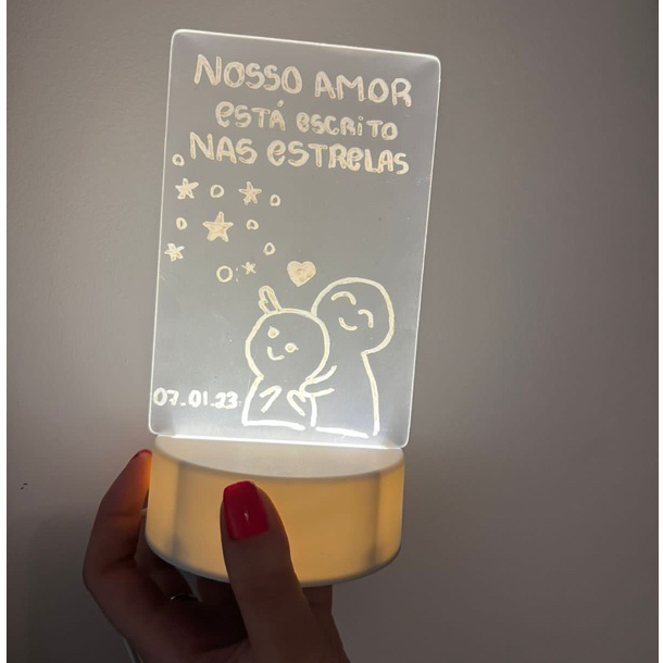 Luminária Abajur De Mesa Com Tela Para Escrever E Apagar Sua Frase Com Luz  Led | Shopee Brasil