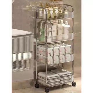 Estante PREMIUM Com Rodinha Organizador Modular Multiuso 4 Prateleiras de Metal e Acrílico