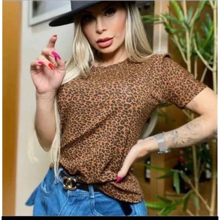 Blusa manga curta gola redonda