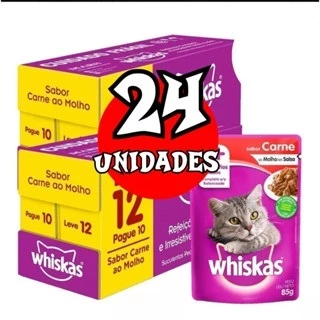 Caixa 24 Saches Whiskas carne 85gr.