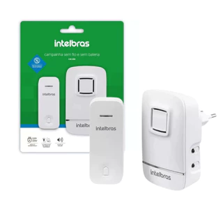 Campainha Sem Fio Sem Bateria CIK 200 Bivolt Com 5 Tipos De Toques E Alcance De Até 100m - Intelbras